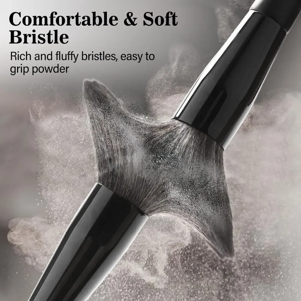 20PCs Black Professional Makeup Brushes Set with Travel Case & 2 Powder Puff